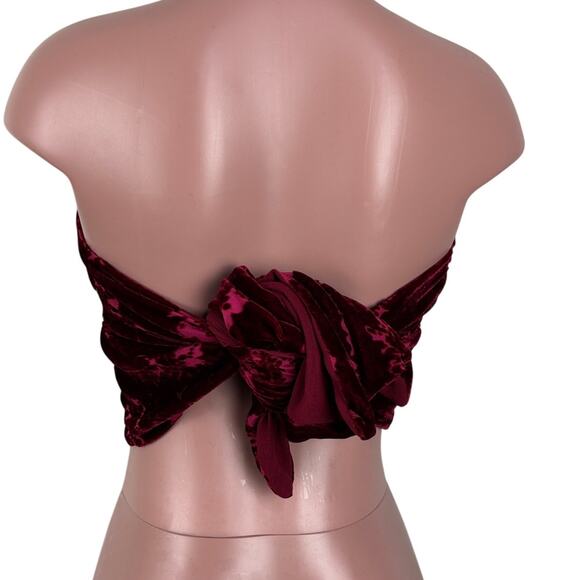 Vintage London Fog Red Velvet Burnout Rayon/Silk Scarf whimsigoth, fairy grunge - Picture 3 of 7